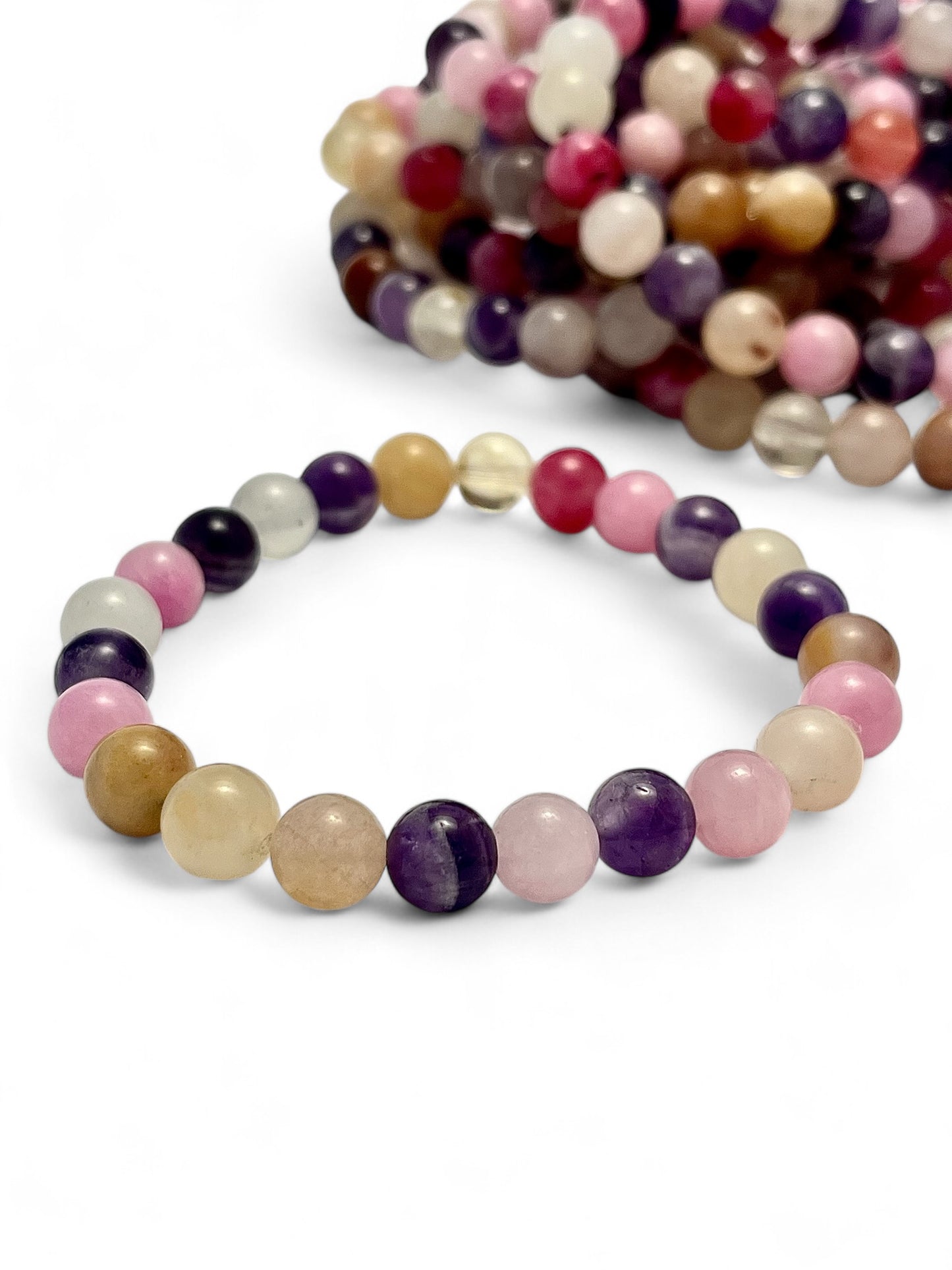 Kærligheds armbånd til hende - Pink Jade, Ametyst og Kunzit