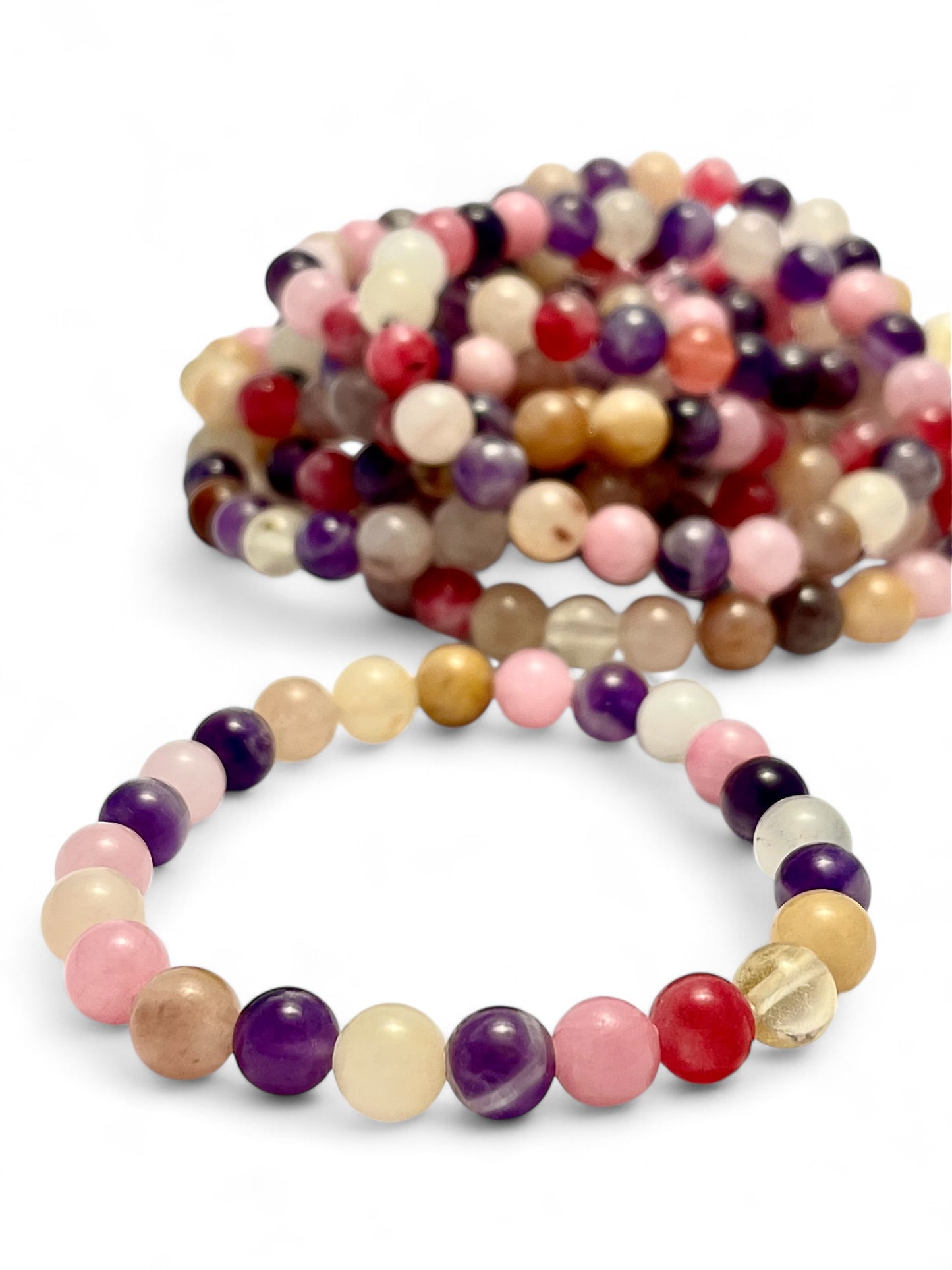 Kærligheds armbånd til hende - Pink Jade, Ametyst og Kunzit
