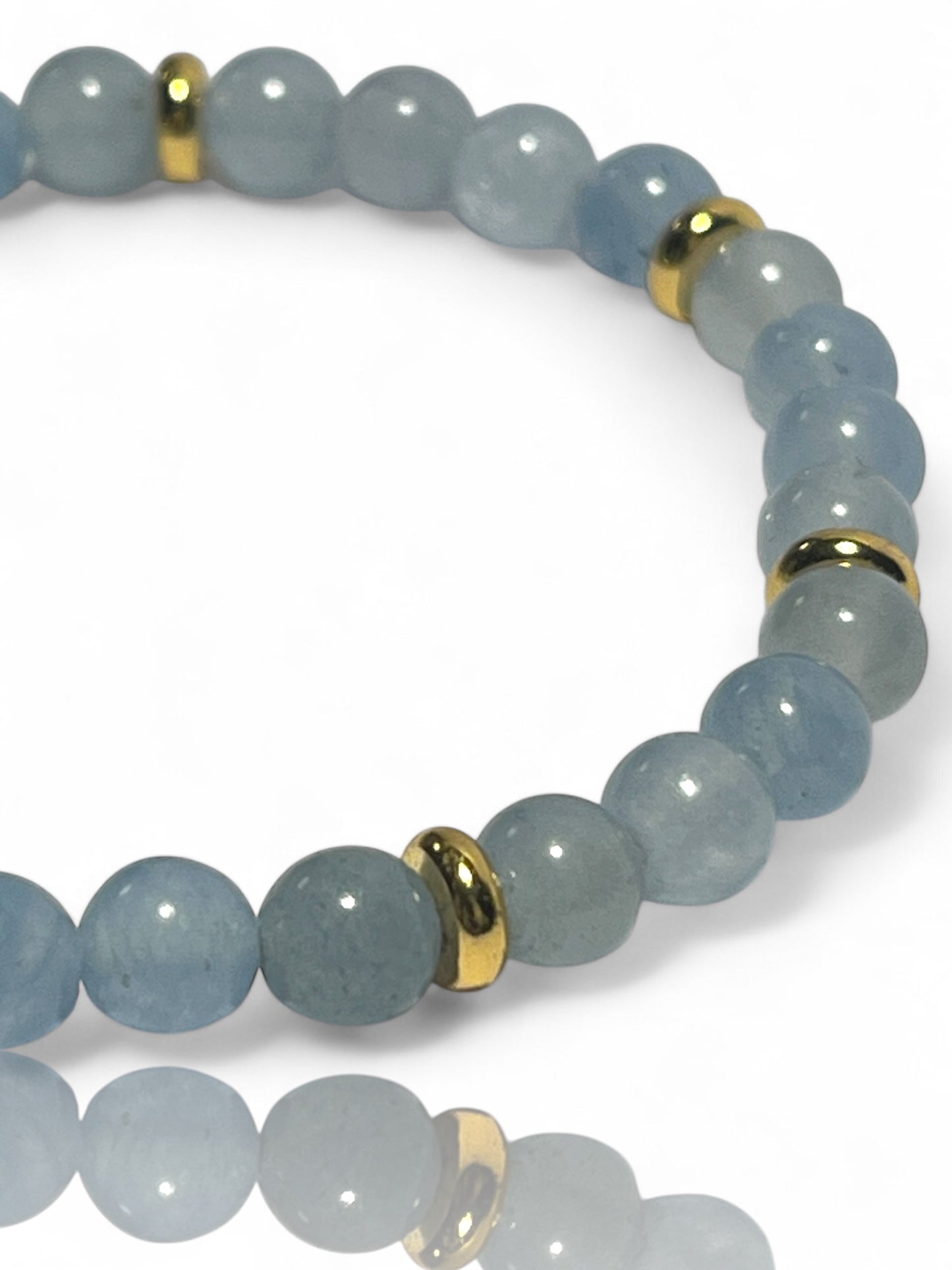 Akvamarine Armbånd 6mm stenperle