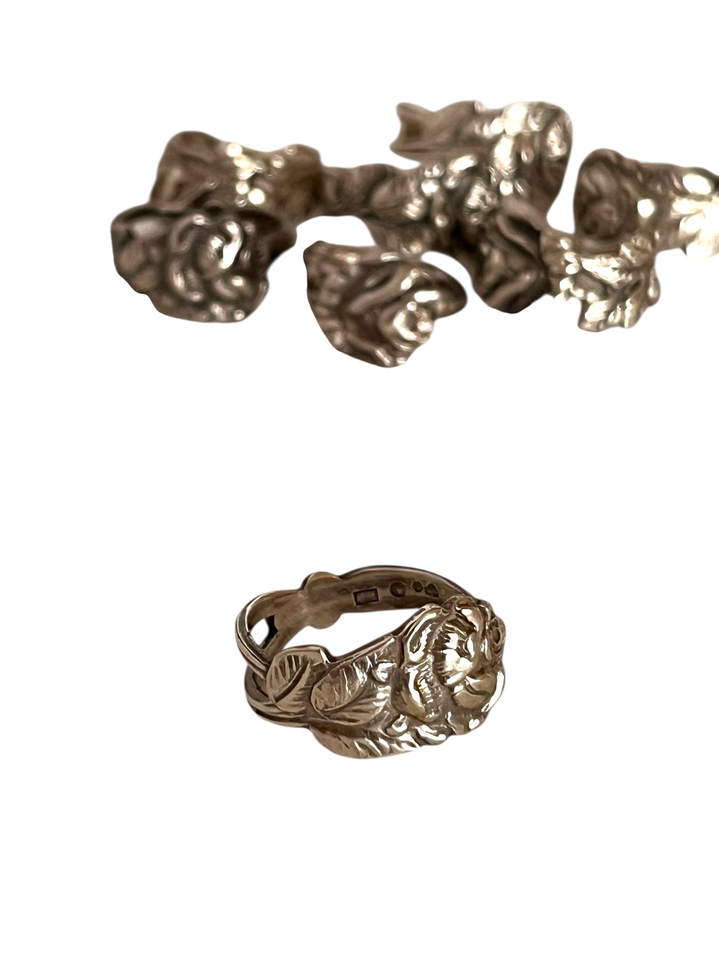 Rose sølv ske ring af antik ske