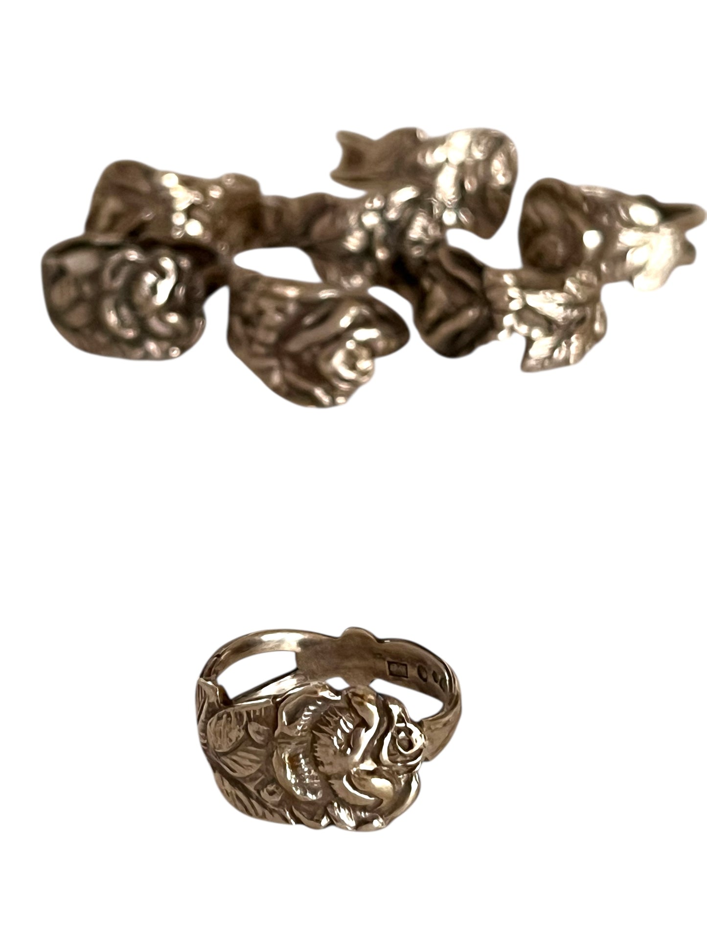 Rose sølv ske ring af antik ske