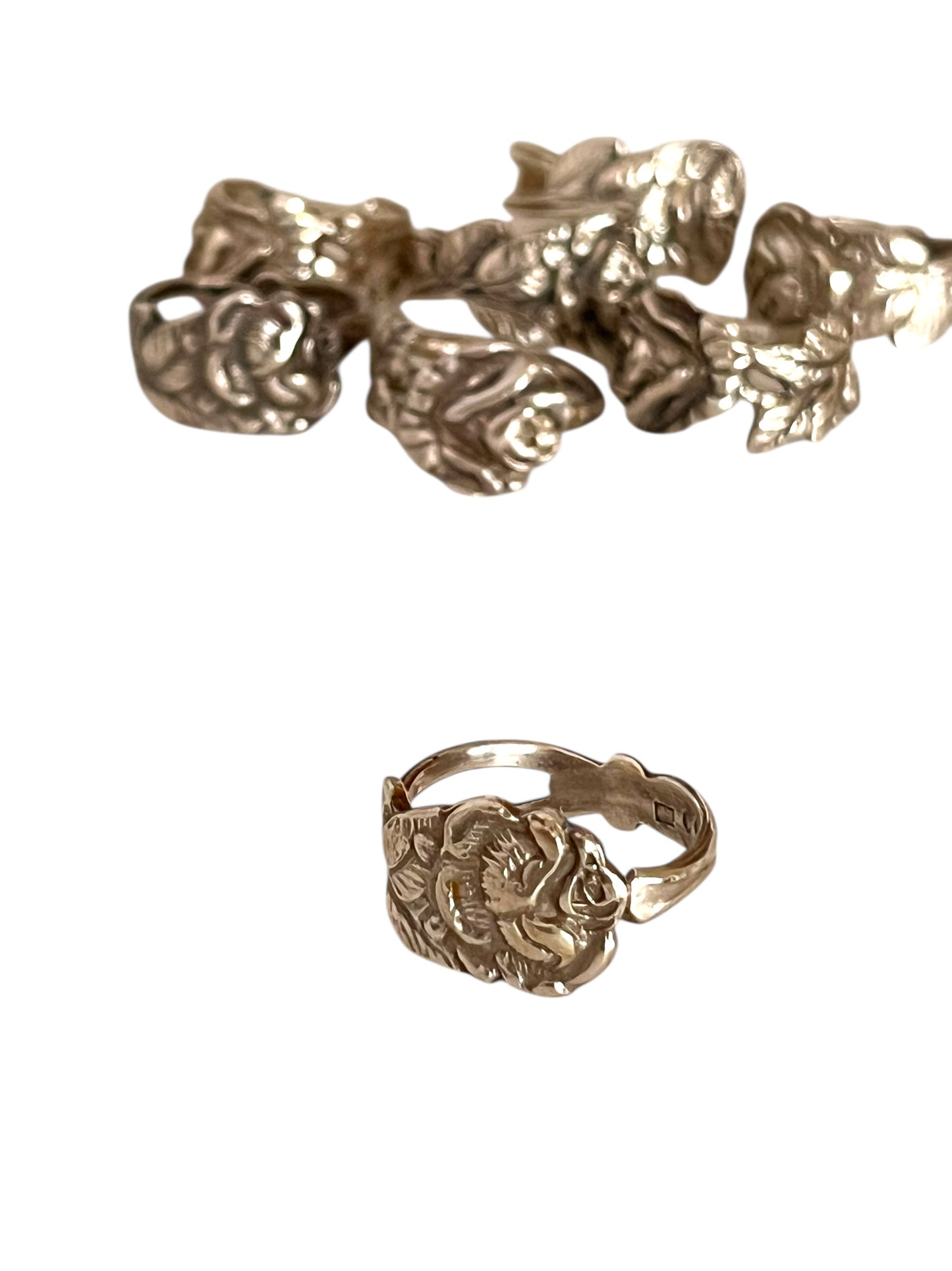 Rose sølv ske ring af antik ske