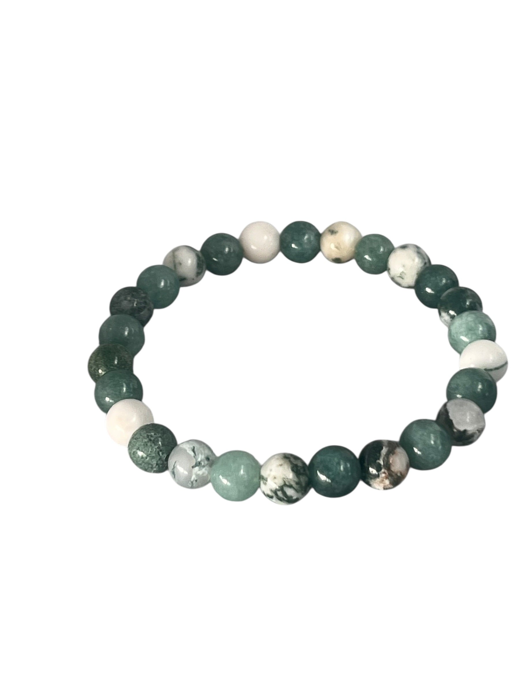 Træ agat Krystal armbånd i naturlige smykkesten med organisk struktur og tidløst design, håndlavet med sans for detaljer, lavet af Monnas Smykkedesign