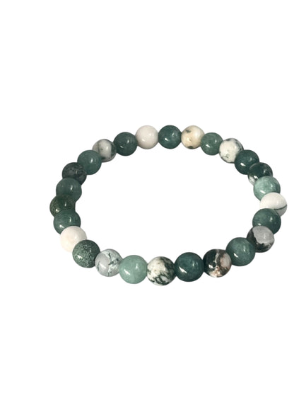 Træ agat Krystal armbånd i naturlige smykkesten med organisk struktur og tidløst design, håndlavet med sans for detaljer, lavet af Monnas Smykkedesign