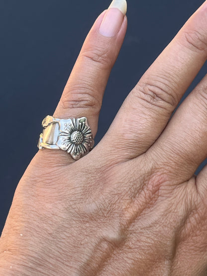 Håndlavet blomster bestik ring - str 57