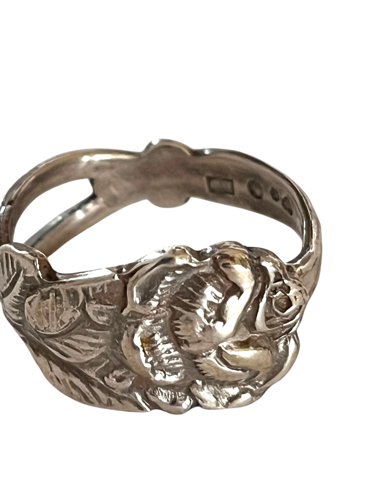 Rose sølv ske ring af antik ske