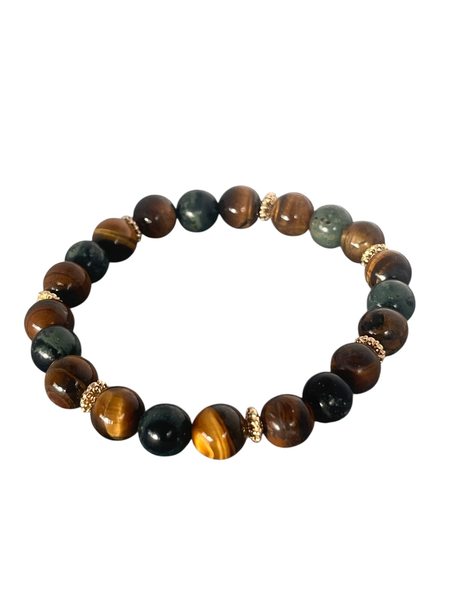 Jasper og tigerøje Krystal armbånd med ægte smykkesten i et roligt og harmonisk udtryk, håndlavet og hver især unikt, lavet af Monnas Smykkedesign