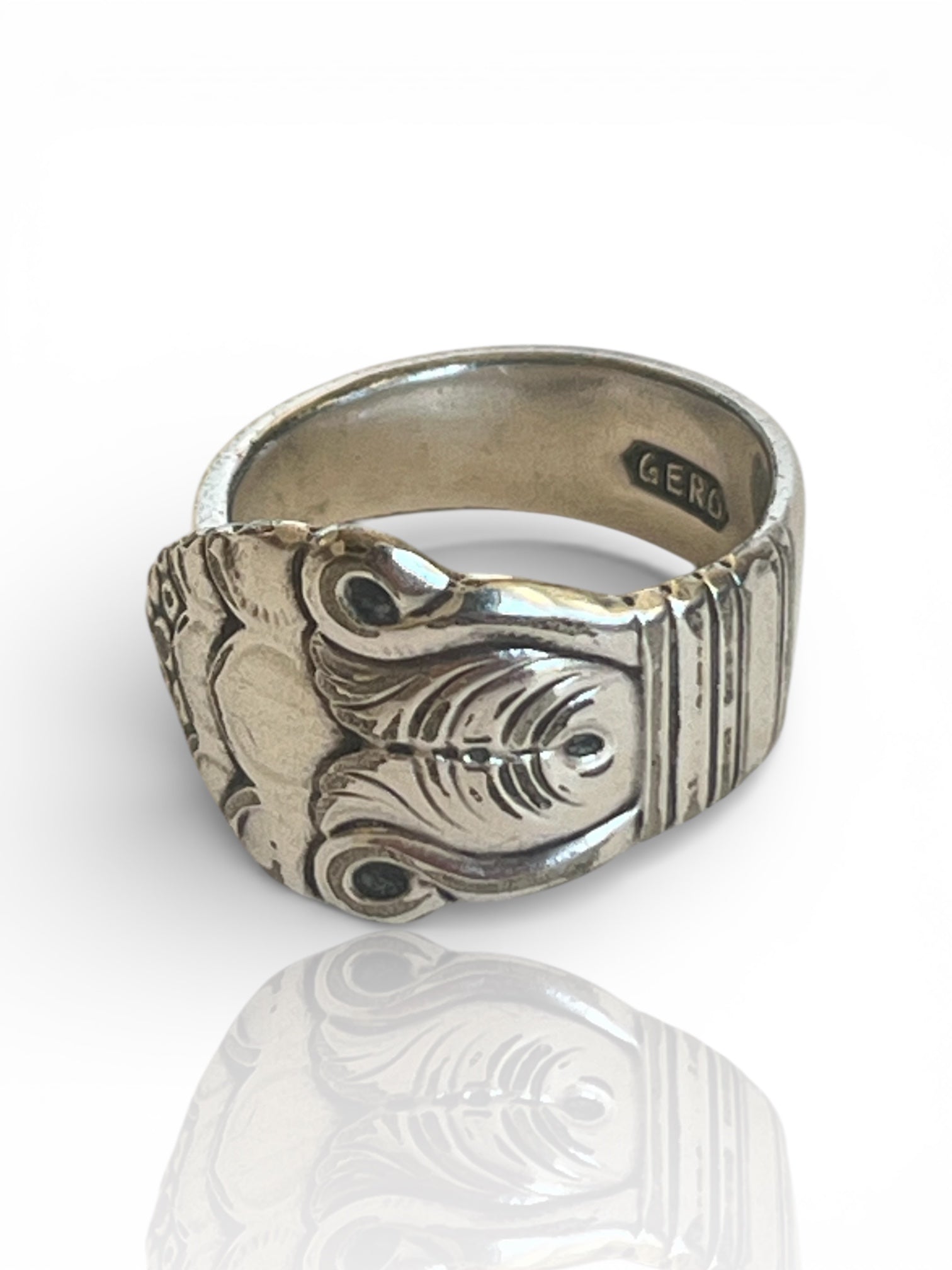 smykker af gammelt bestik, håndlavet vintage ring i antikt sølv