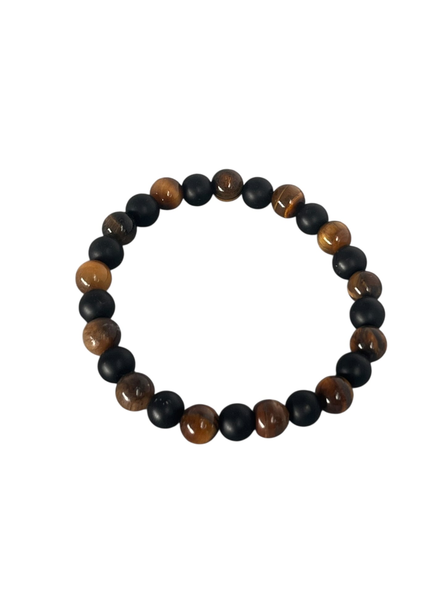 Tigerøje og sort onyx Krystal armbånd med naturlige smykkesten i harmoniske farver, håndlavet og unikt i sit udtryk, lavet af Monnas Smykkedesign