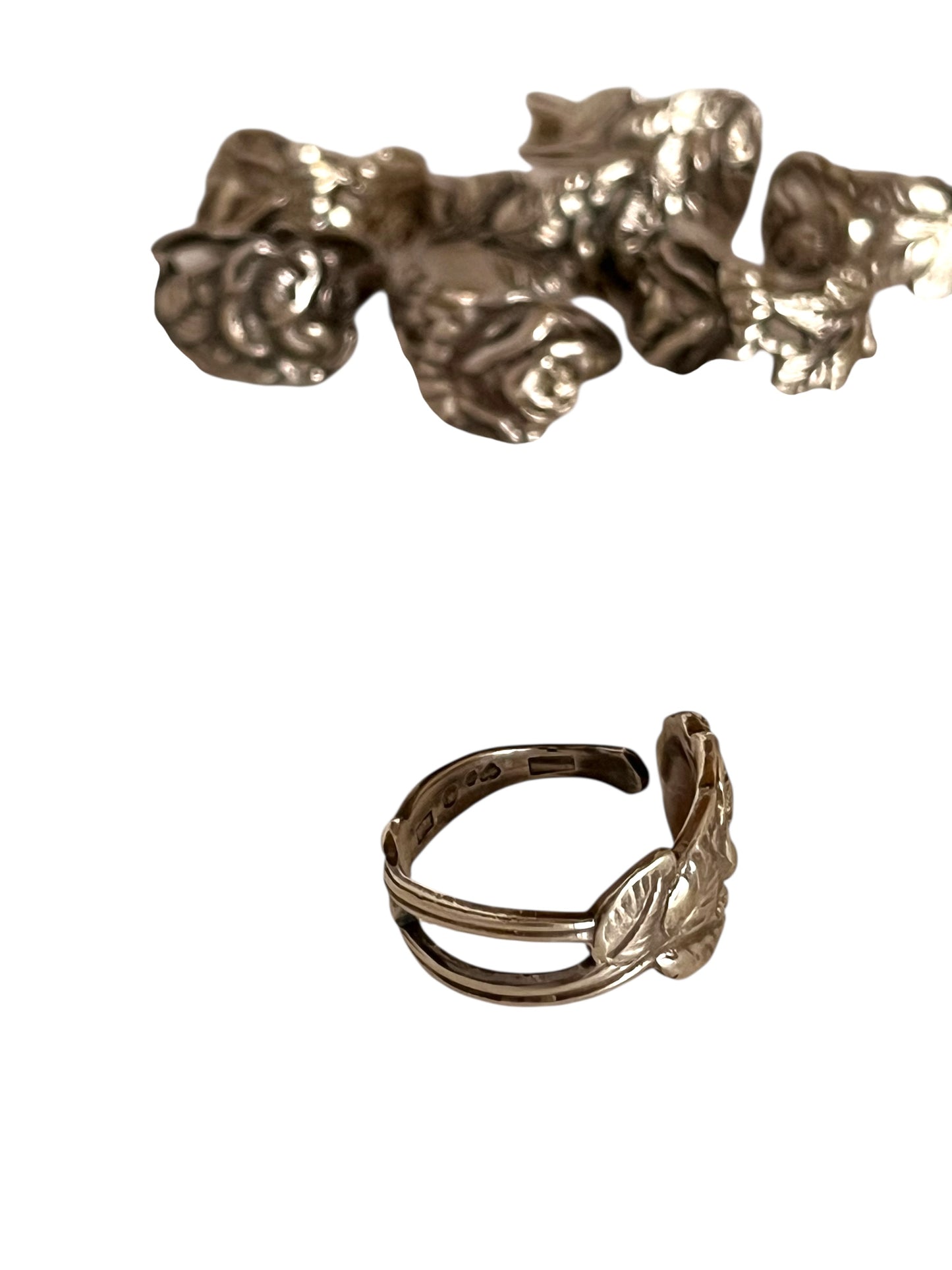 Rose sølv ske ring af antik ske