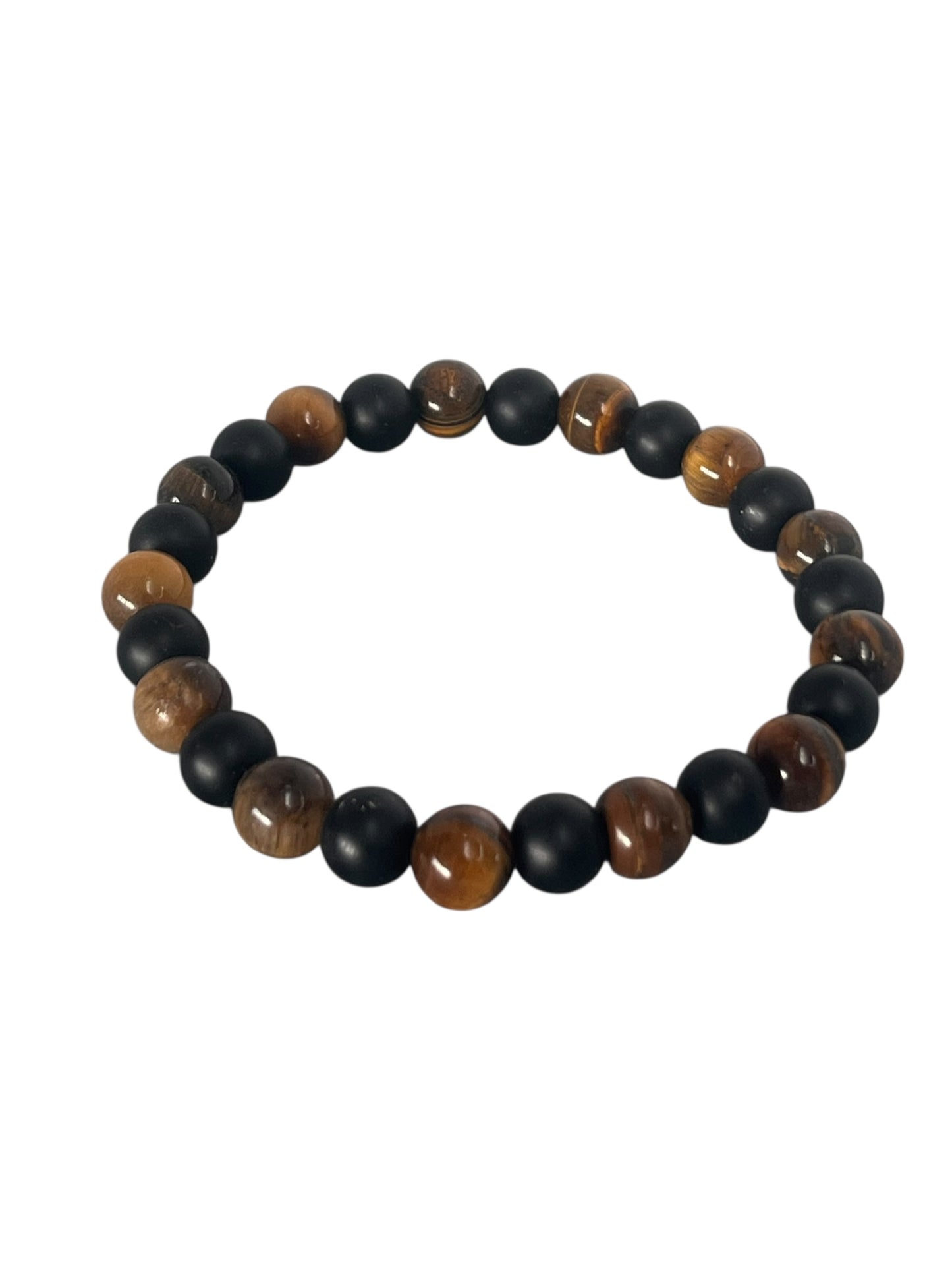 Tigerøje og onyx Krystal armbånd med ægte smykkesten i et roligt og harmonisk udtryk, håndlavet og hver især unikt, lavet af Monnas Smykkedesign