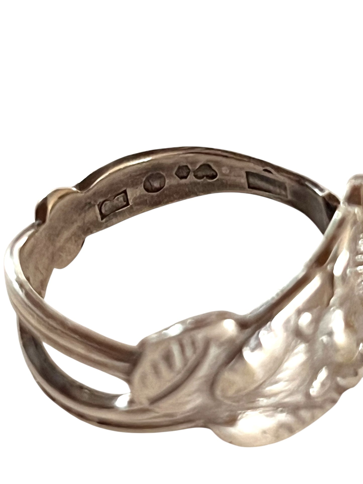Rose sølv ske ring af antik ske