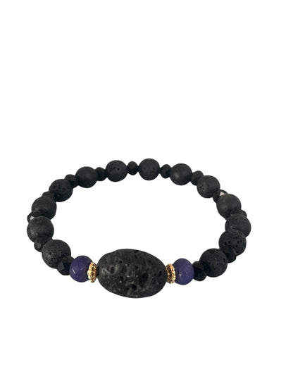 Sort lava Krystal armbånd i naturlige smykkesten med organisk struktur og tidløst design, håndlavet med sans for detaljer, lavet af Monnas Smykkedesign