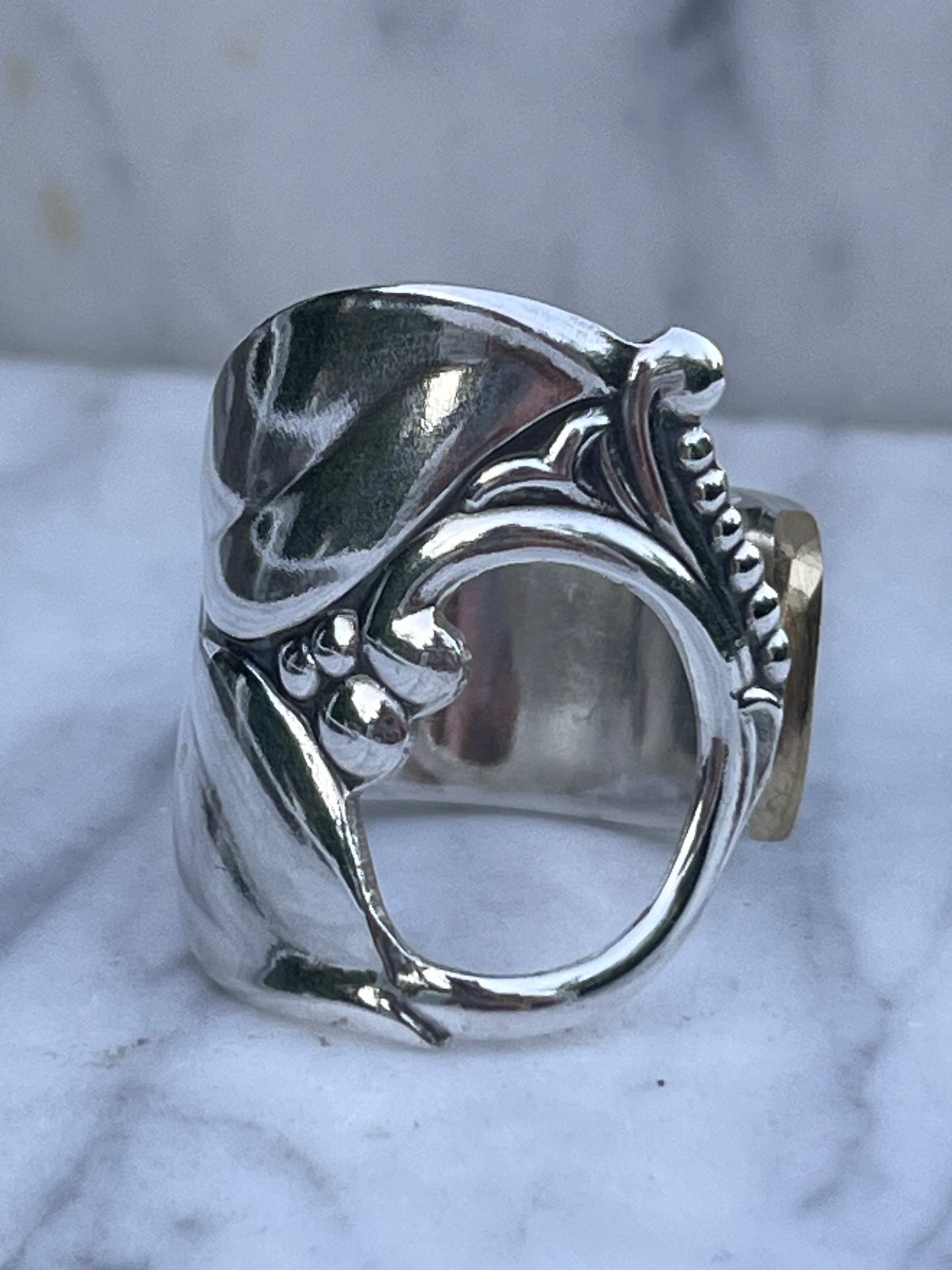 Blad ske ring af gammelt bestik
